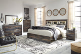 Close-up of Drystan bookcase headboard with dimmable LED lighting