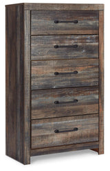 Drystan Multi Chest of Drawers side profile highlighting industrial hardware