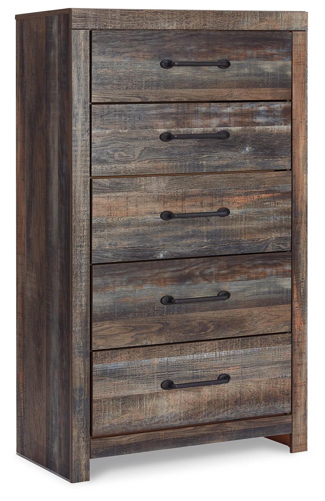 Drystan Multi Chest of Drawers side profile highlighting industrial hardware