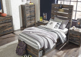 Drystan Twin Panel Bed close-up of wood grain finish