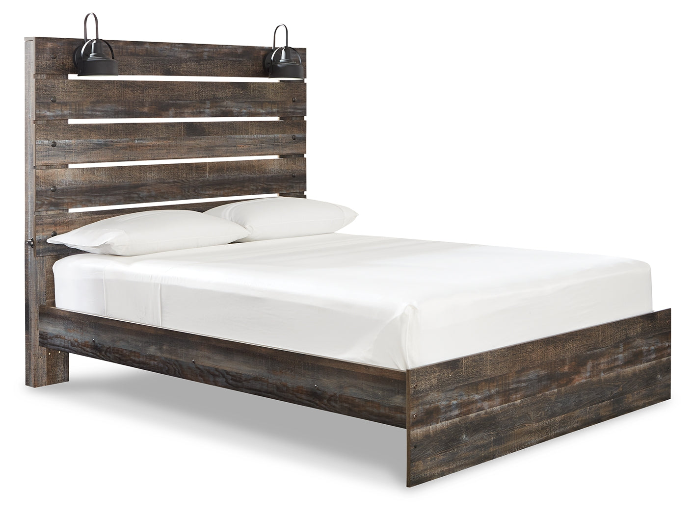 Side angle of Drystan Multi Queen Panel Bed with visible footboard