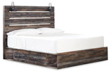 Drystan King Panel Bed side angle showing storage drawers