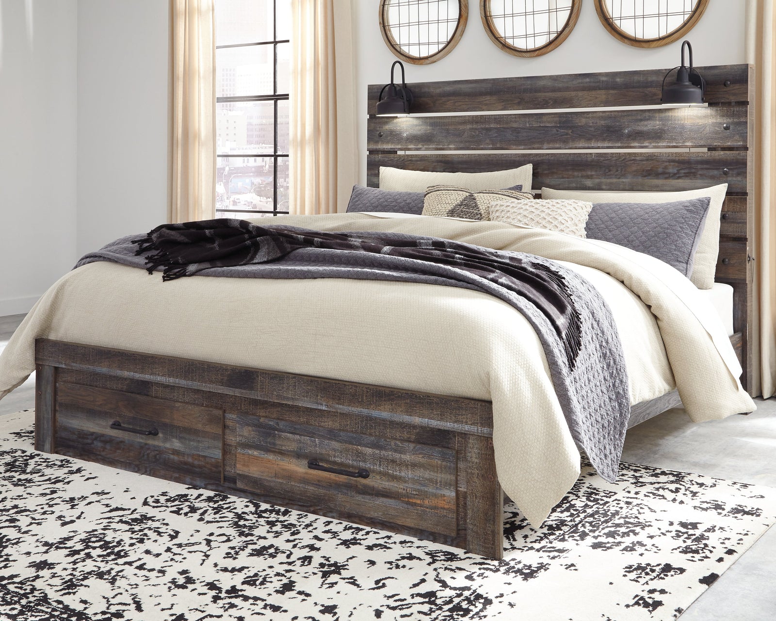 Drystan Multi King Panel Bed With 2 Storage Drawers
