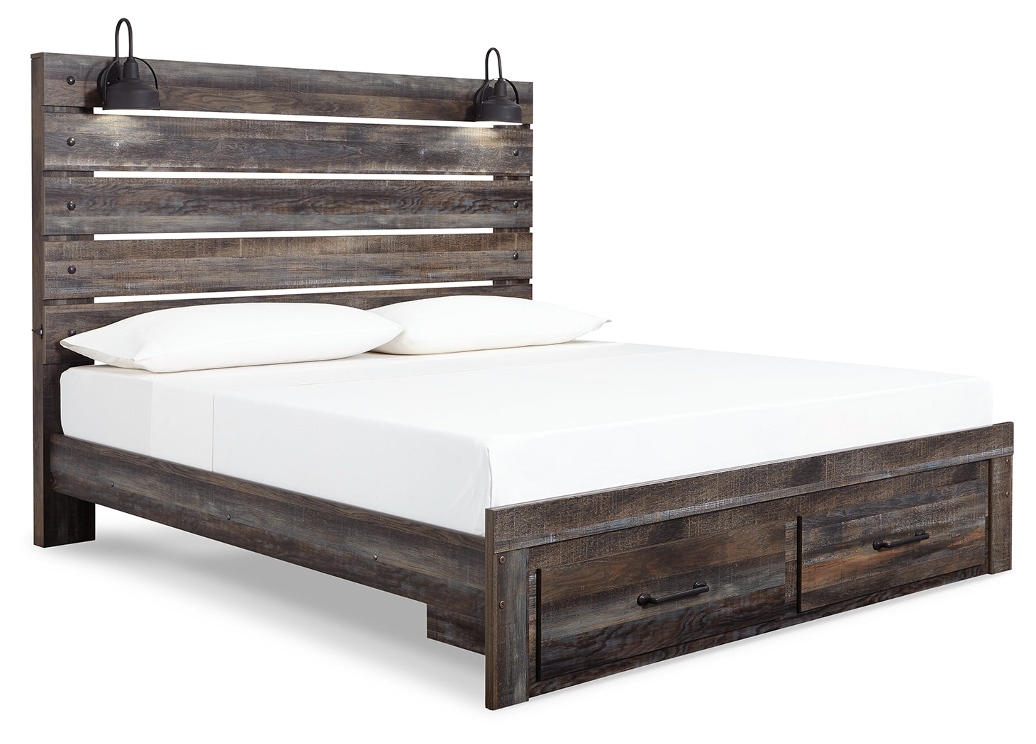 Drystan King Panel Bed side angle showing headboard