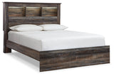 Drystan bed side profile highlighting rustic brown finish and panel footboard