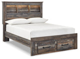 Side angle of Drystan full bookcase bed highlighting headboard cubbies