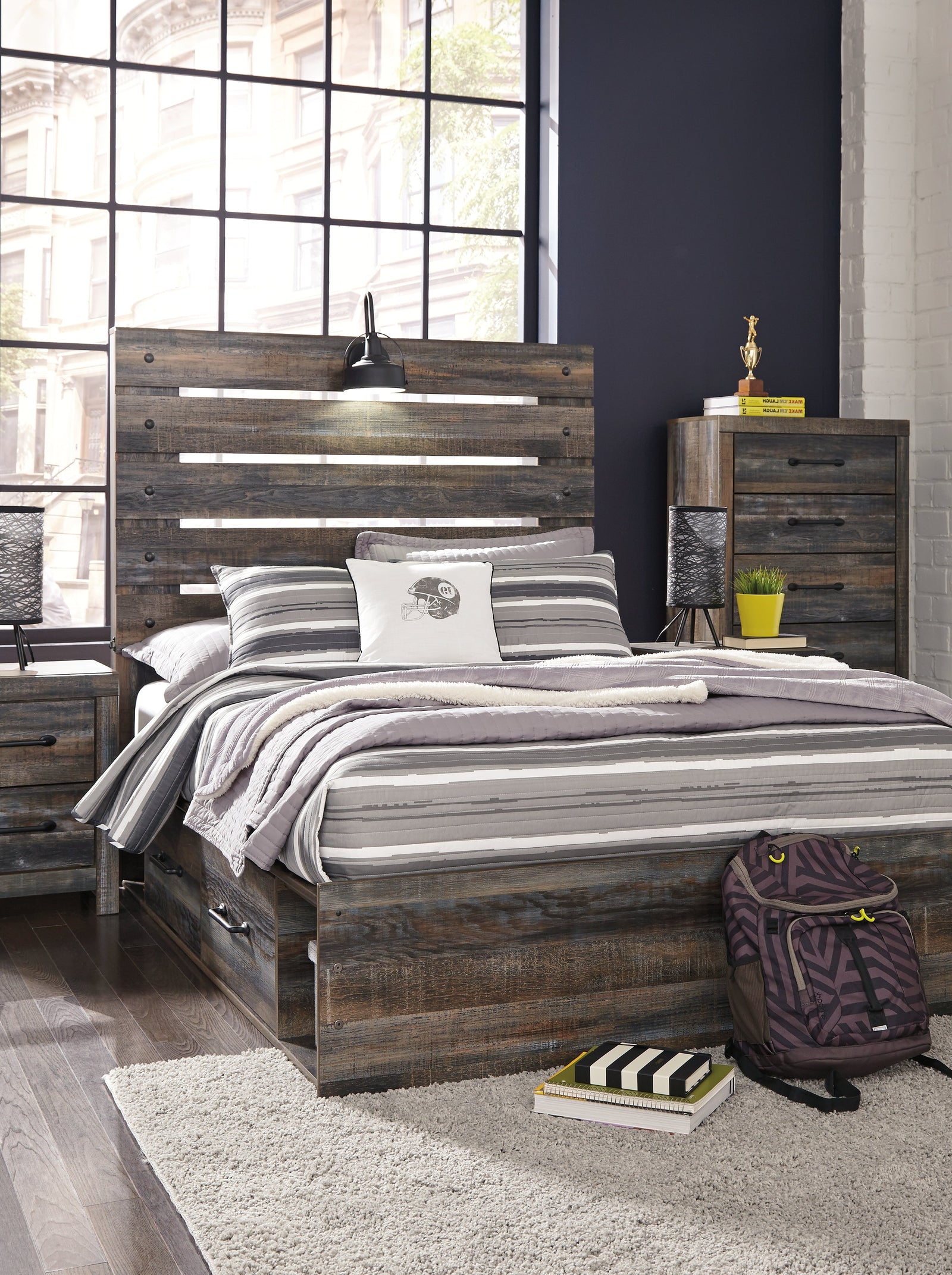 Drystan Multi Full Panel Bed With 2 Storage Drawers
