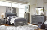 Detail of faux crystal and chrome-tone metal accents on Lodanna bed