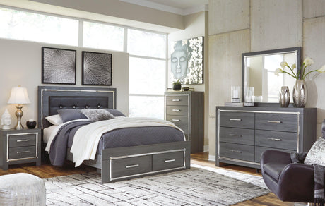 Detail of faux crystal and chrome-tone metal accents on Lodanna bed