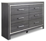 Side view of Lodanna dresser gray finish