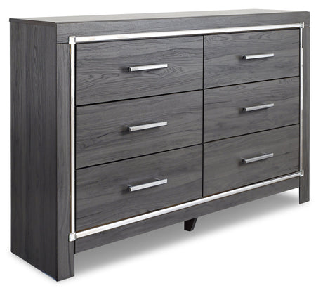 Side view of Lodanna dresser gray finish