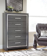 Side view of Lodanna Gray Chest of Drawers
