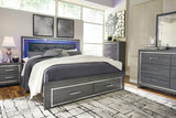 Box spring and mattress placement on Lodanna King Panel Bed