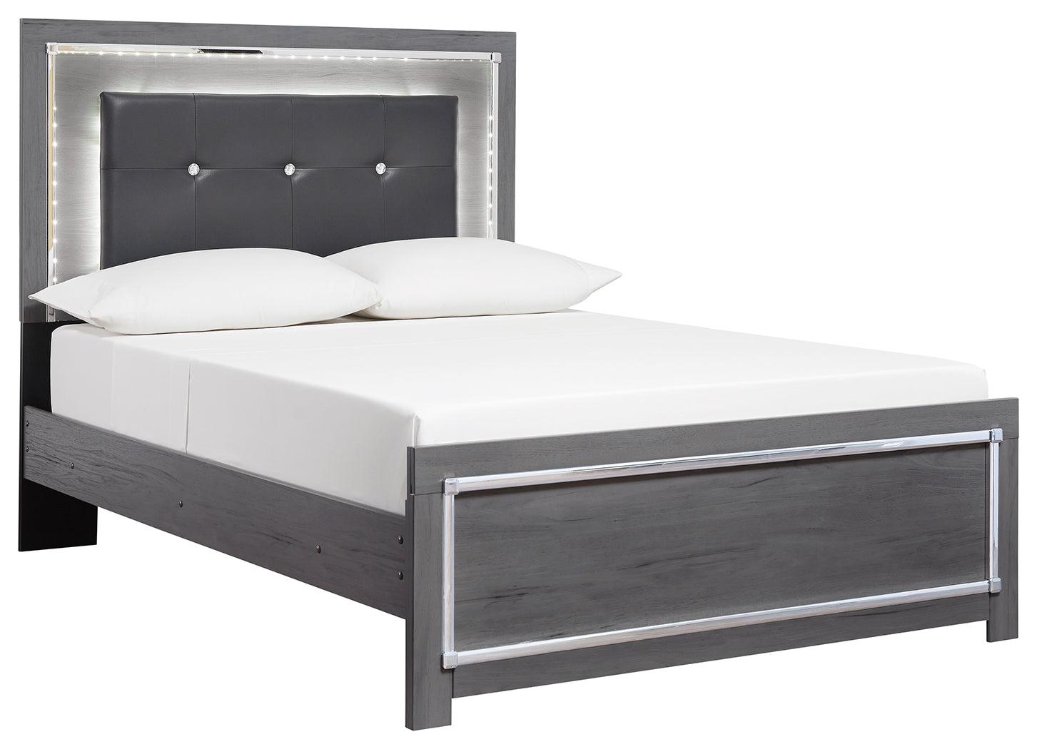 Lodanna Gray Full Panel Bed angled side view