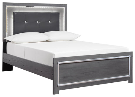 Lodanna Gray Full Panel Bed angled side view