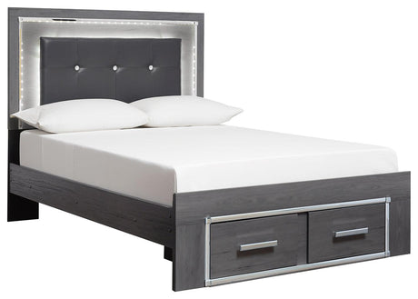 Lodanna Gray Full Panel Bed angled side view