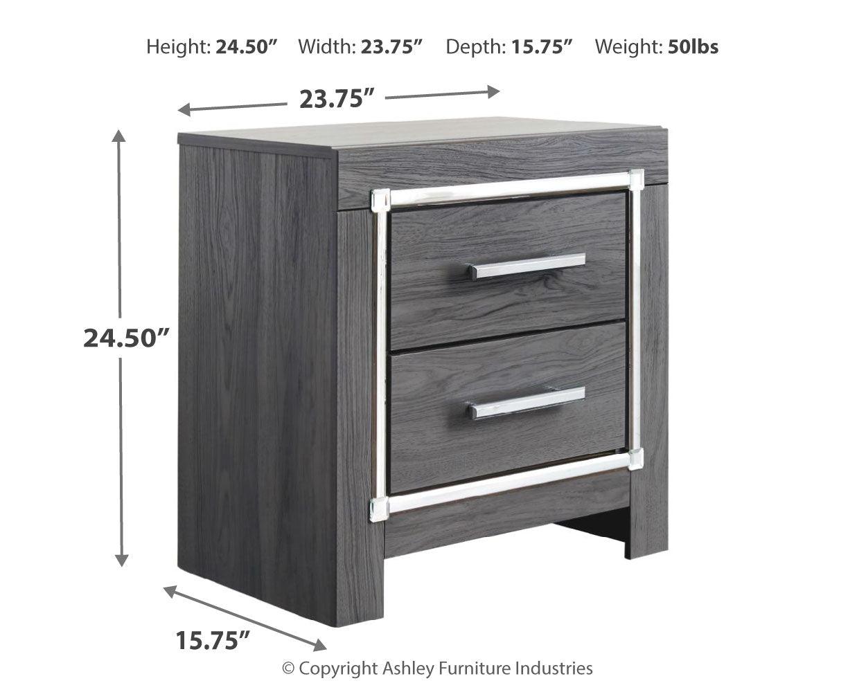 Lodanna Nightstand dimension diagram