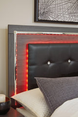 LED lights detail on Lodanna Gray Bed