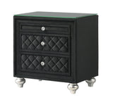 Bedroom view of Cameo Black Upholstered Tufted Panel Bedroom Set bed