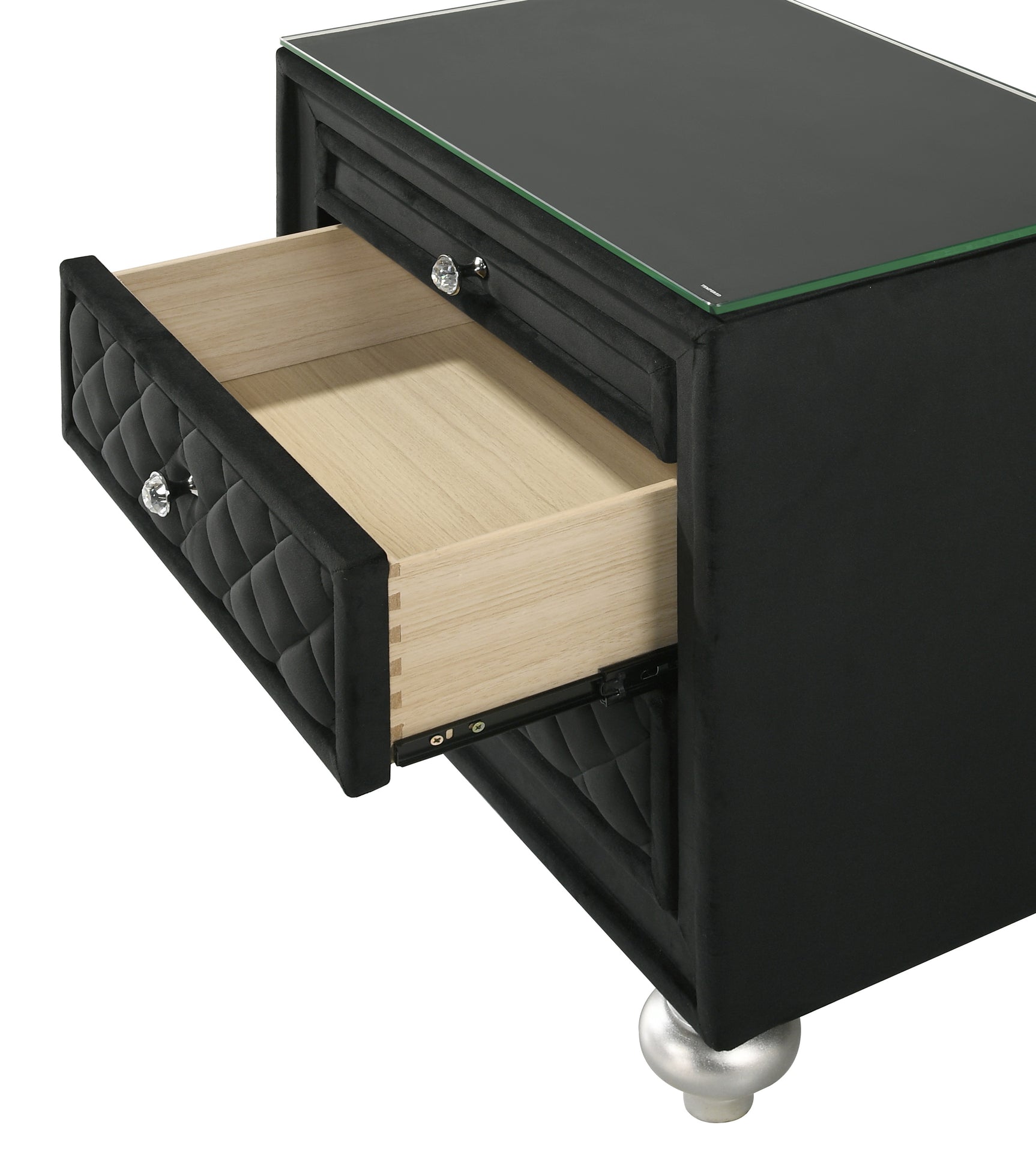 Main view of Cameo Black Upholstered Tufted Panel Bedroom Set bed