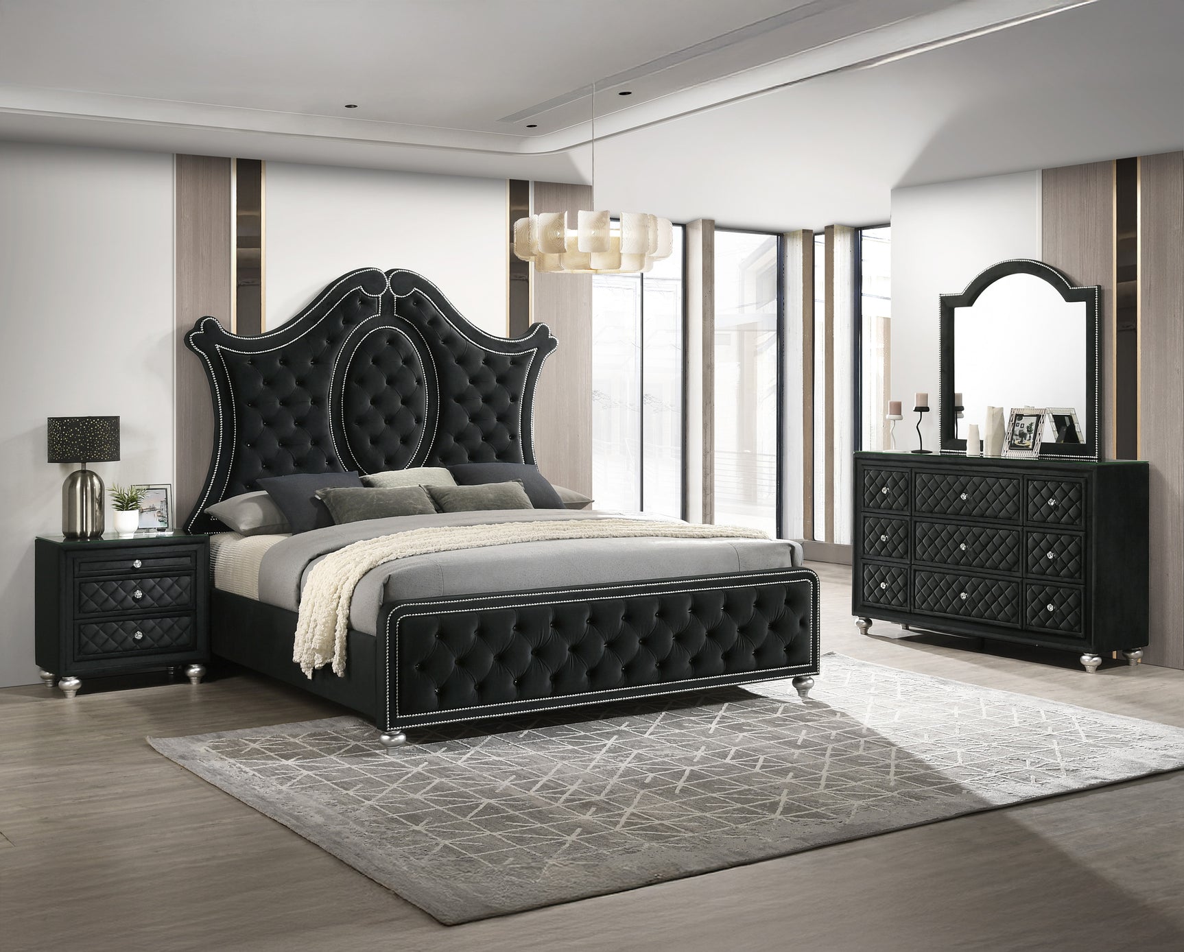 Cameo Bedroom Collection dresser with glass top