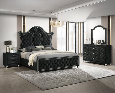 Cameo Queen Bed black tufted headboard detail