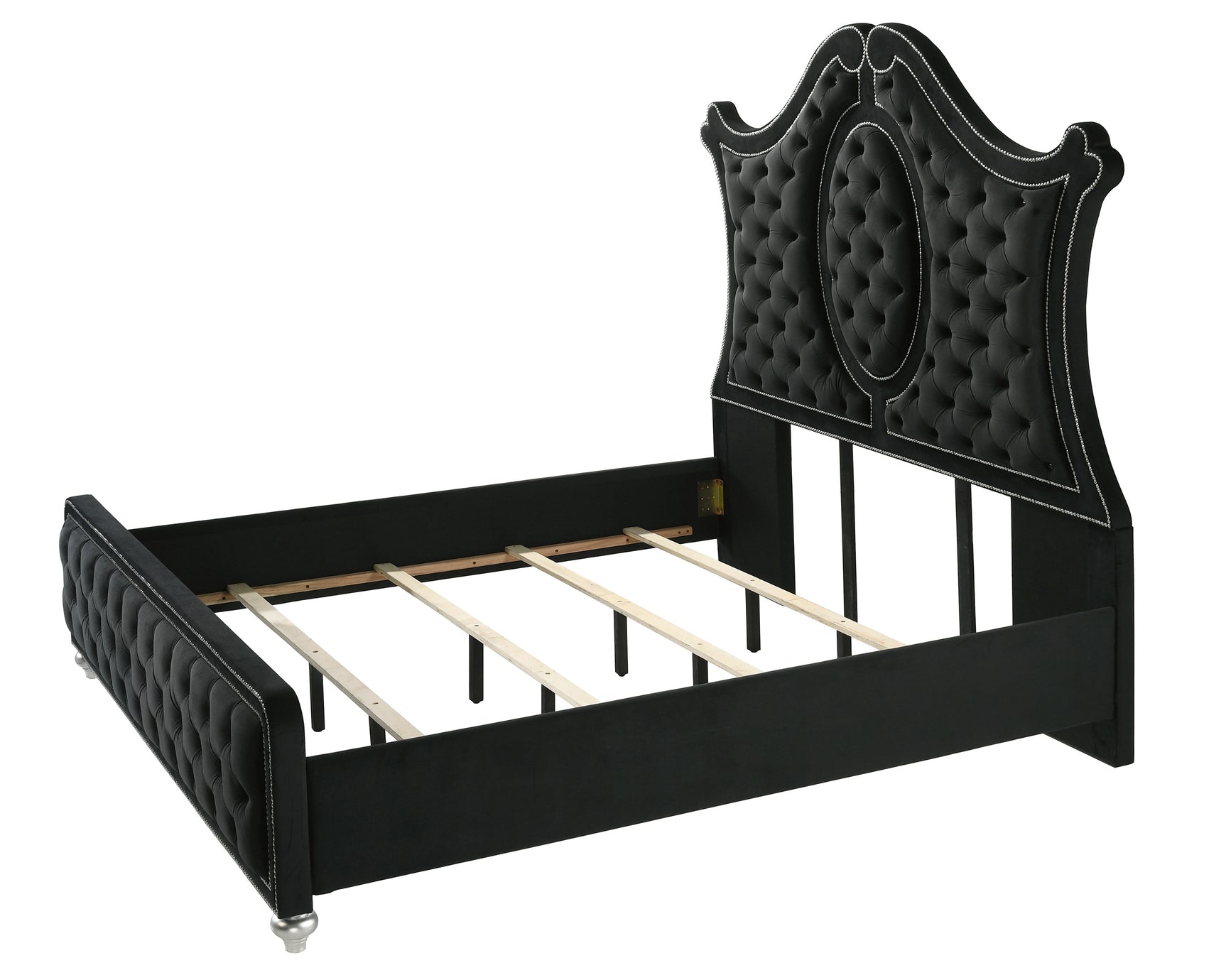 Main view of Cameo Black Upholstered Tufted Panel Bedroom Set bed