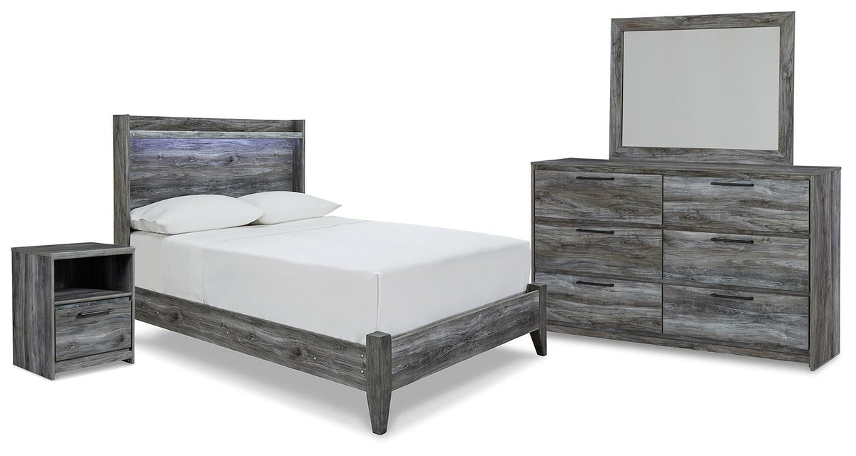Baystorm Gray Panel Bedroom Set — 2-Drawer Footboard Storage