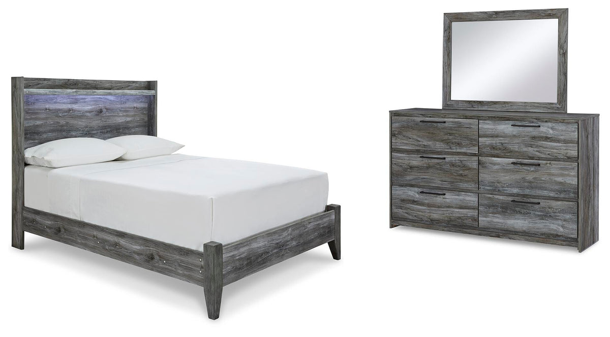 Baystorm Gray Panel Bedroom Set — Full / 3: Bed, Dresser, Mirror