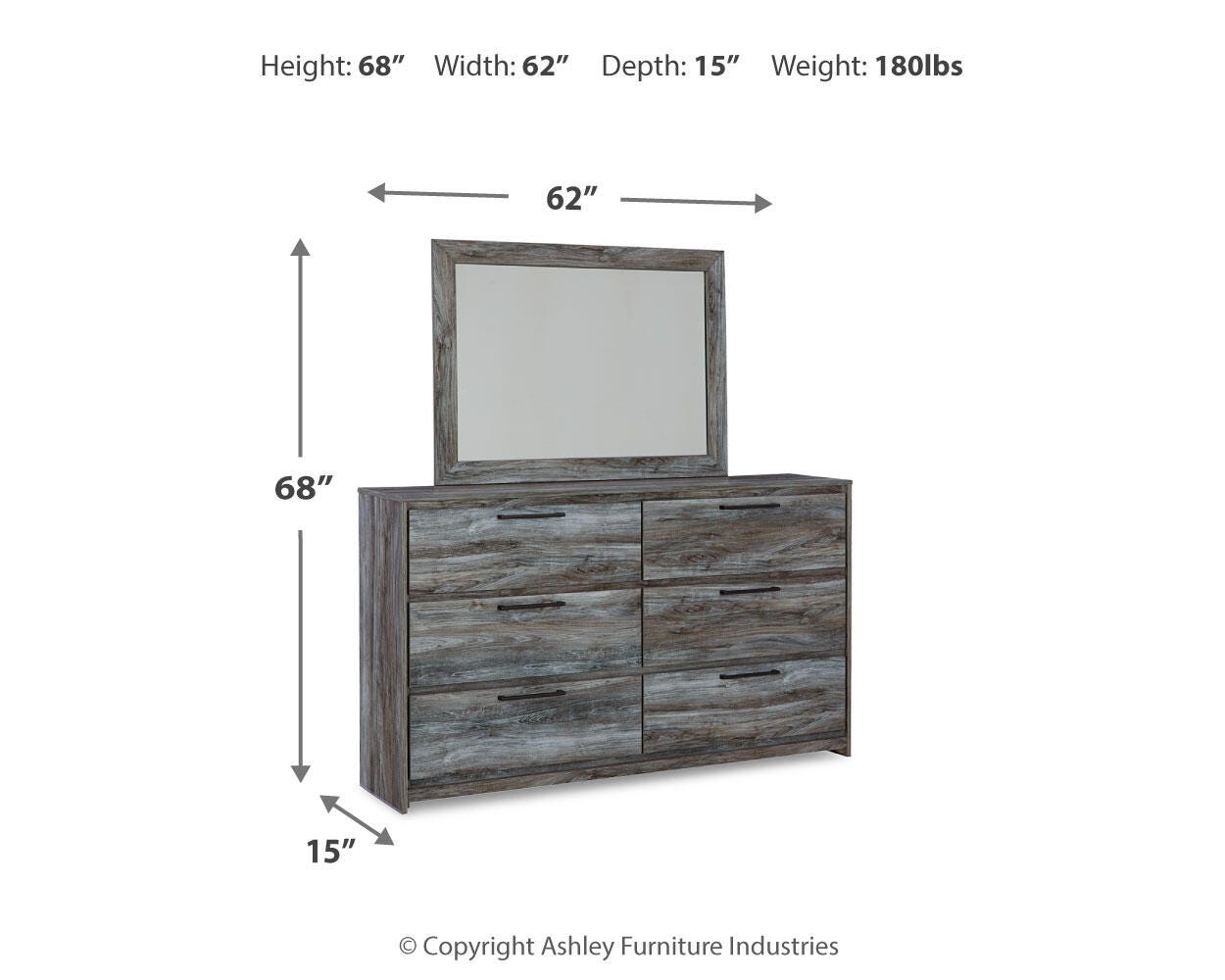 Baystorm Gray Panel Bedroom Set dimension view