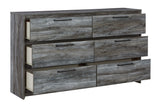 Baystorm Gray Dresser detail of antiqued gunmetal-tone drawer pulls