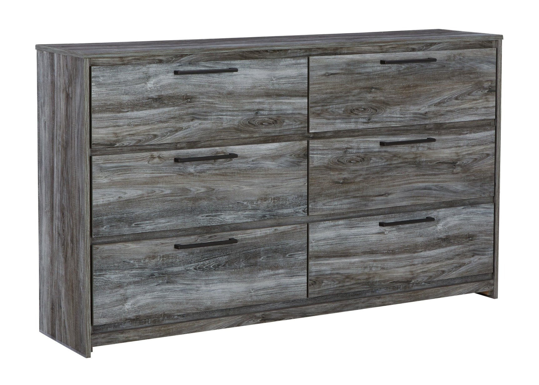 Baystorm Gray Dresser side angle with smooth-gliding drawer open