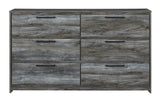Baystorm Gray Dresser close-up on replicated oak grain smoky finish