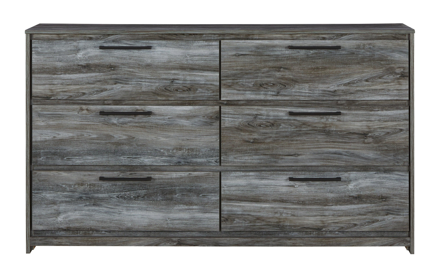 Baystorm Gray Dresser close-up on replicated oak grain smoky finish
