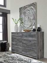 Baystorm Gray Dresser angle displaying clean modern lines