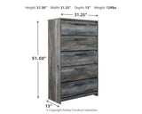 Baystorm Gray Chest of Drawers dimension diagram
