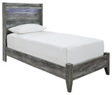 Baystorm Gray Twin Panel Bed - Side view showing headboard