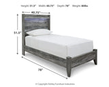 Baystorm Gray Panel Bedroom Set dimension view