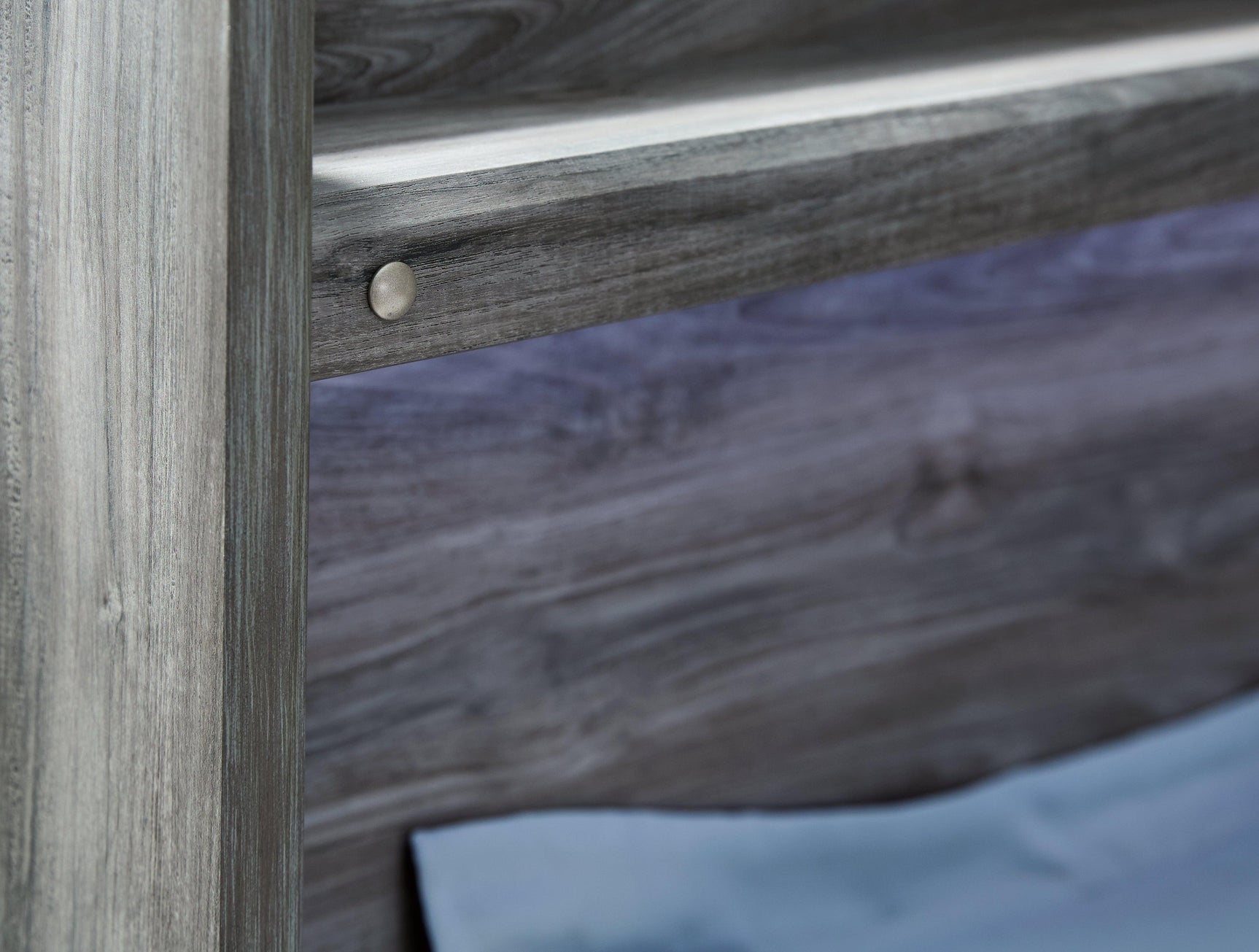Detail of storage drawer handles on Baystorm bed
