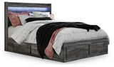 Baystorm Queen Panel Bed with 6 Storage Drawers, side angle showing storage drawers