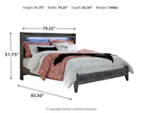 Baystorm Gray King Panel Bed dimension diagram