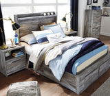 Baystorm Full Panel Storage Bed close-up of wood grain finish and storage drawer hardware