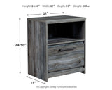 Baystorm Gray Panel Bedroom Set dimension view