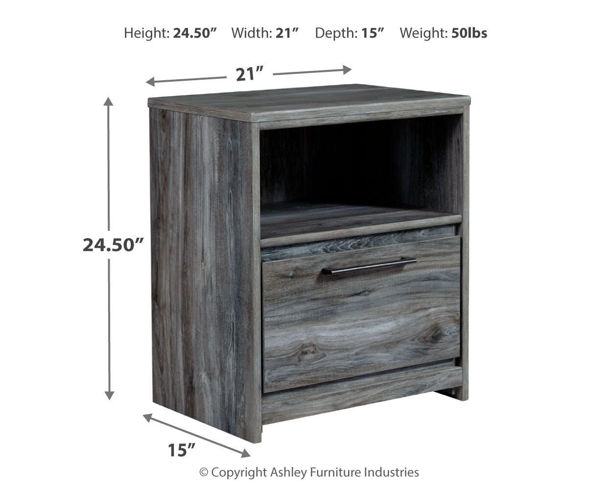 Baystorm Gray Panel Bedroom Set dimension view