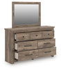 Rusticott brown dresser angled view showing seven drawers