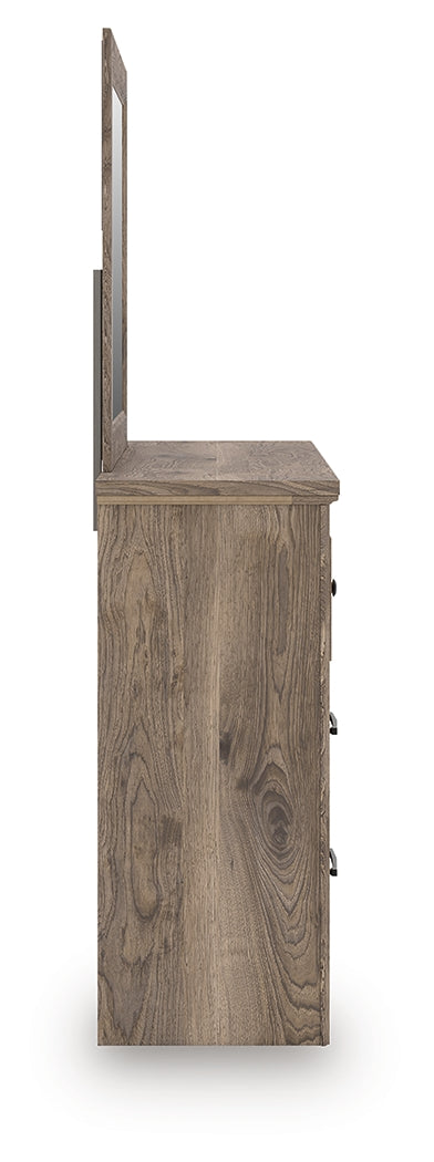 Side profile of Rusticott dresser with mirror