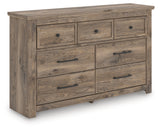 Rusticott brown 7-drawer dresser angled front view