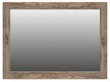 Rusticott brown bedroom mirror head-on view with reflective glass