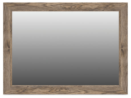 Rusticott brown bedroom mirror head-on view with reflective glass