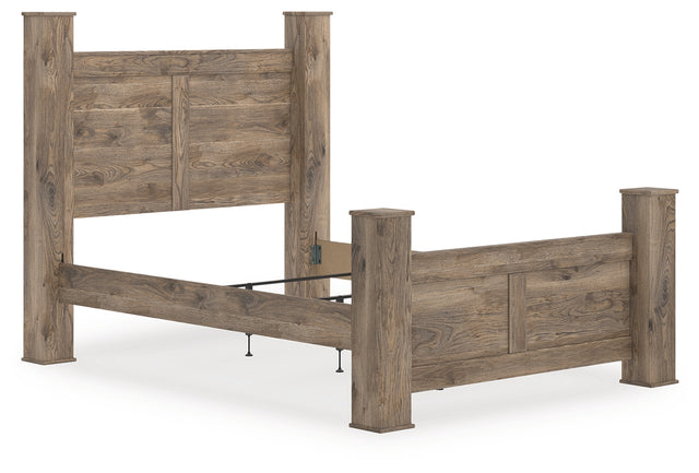 Rusticott Brown Queen Poster Bed, front angle view